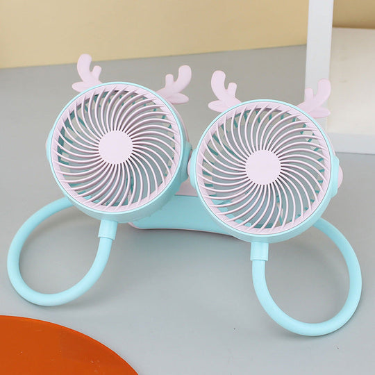 Ventilator portabil unisex cu dublu cap flexibil pentru gât 11