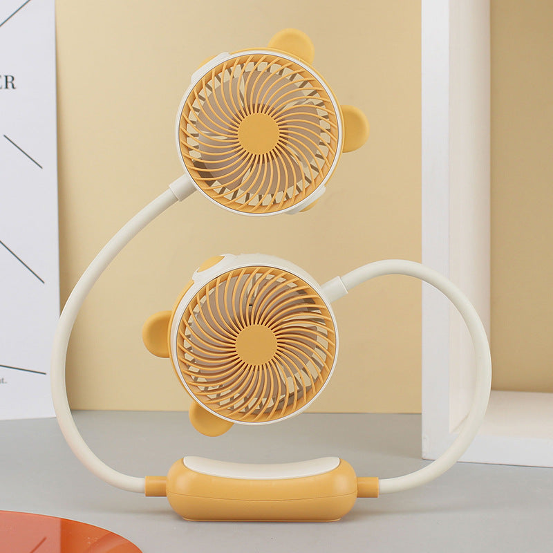 Ventilator portabil unisex cu dublu cap flexibil pentru gât 17