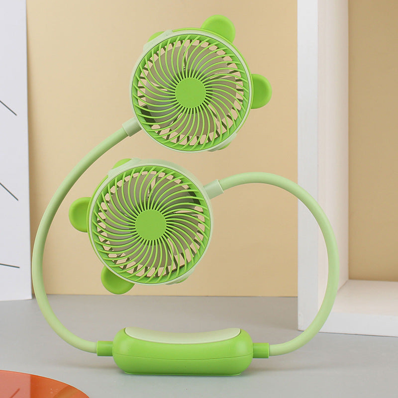 Ventilator portabil unisex cu dublu cap flexibil pentru gât 19