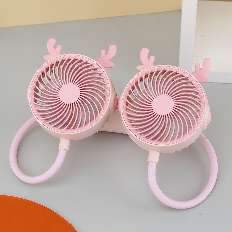 Ventilator portabil unisex cu dublu cap flexibil pentru gât 7