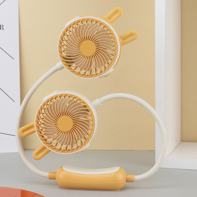 Ventilator portabil unisex cu dublu cap flexibil pentru gât 9
