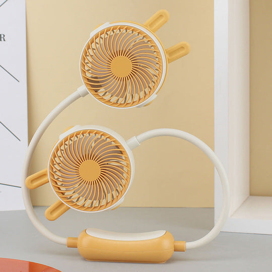 Ventilator portabil unisex cu dublu cap flexibil pentru gât 9