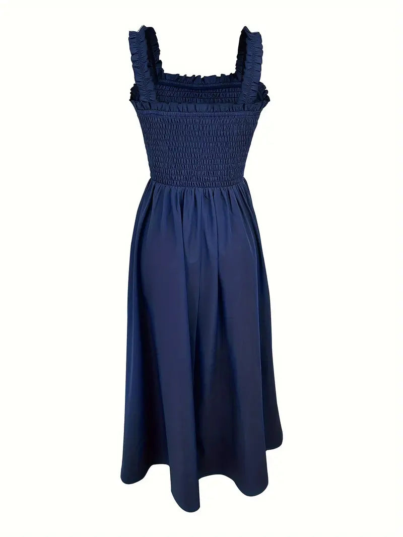 Vrouwen A-Lijn Maxi Jurk Met Shirred Bodice 1