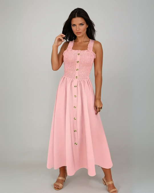 Vrouwen A-Lijn Maxi Jurk Met Shirred Bodice 3