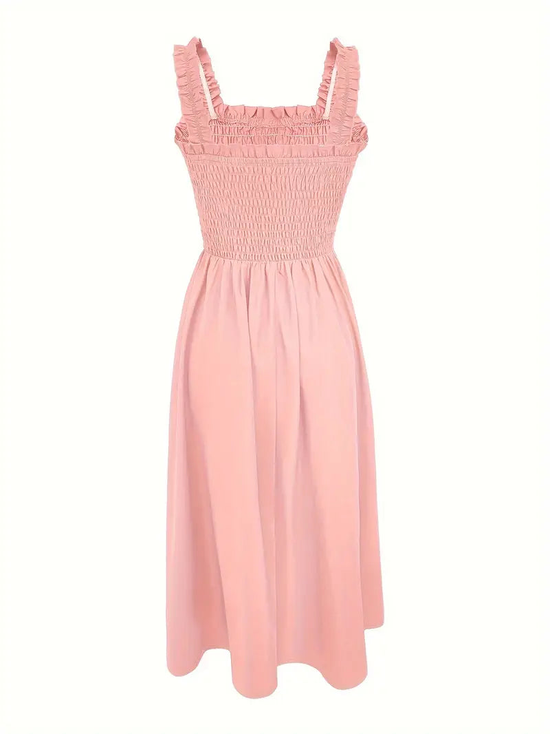 Vrouwen A-Lijn Maxi Jurk Met Shirred Bodice 4
