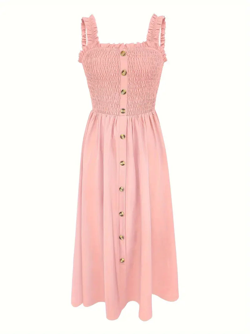 Vrouwen A-Lijn Maxi Jurk Met Shirred Bodice 6