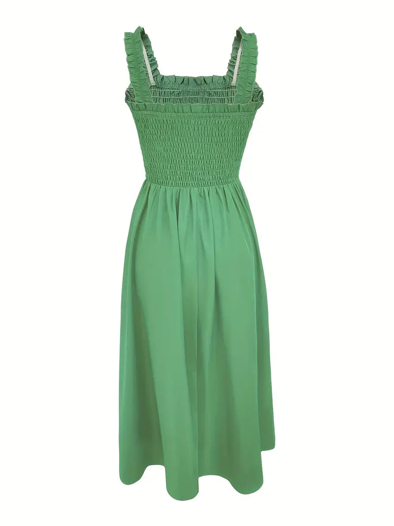 Vrouwen A-Lijn Maxi Jurk Met Shirred Bodice 7