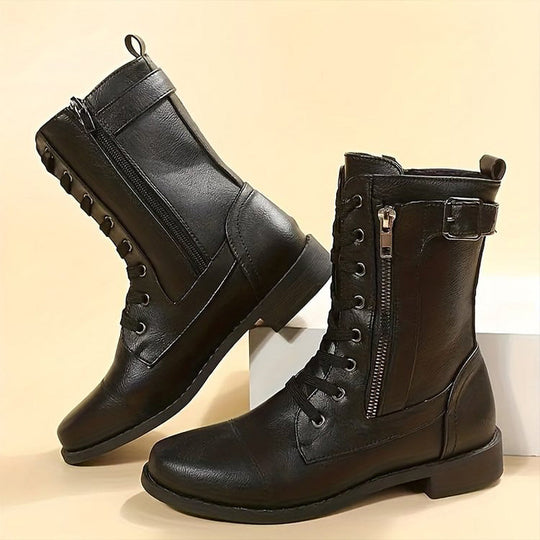 Vrouwen Laarzen Mid-Calf met Vetersluiting en Zijrits voor Casual Stijl 3