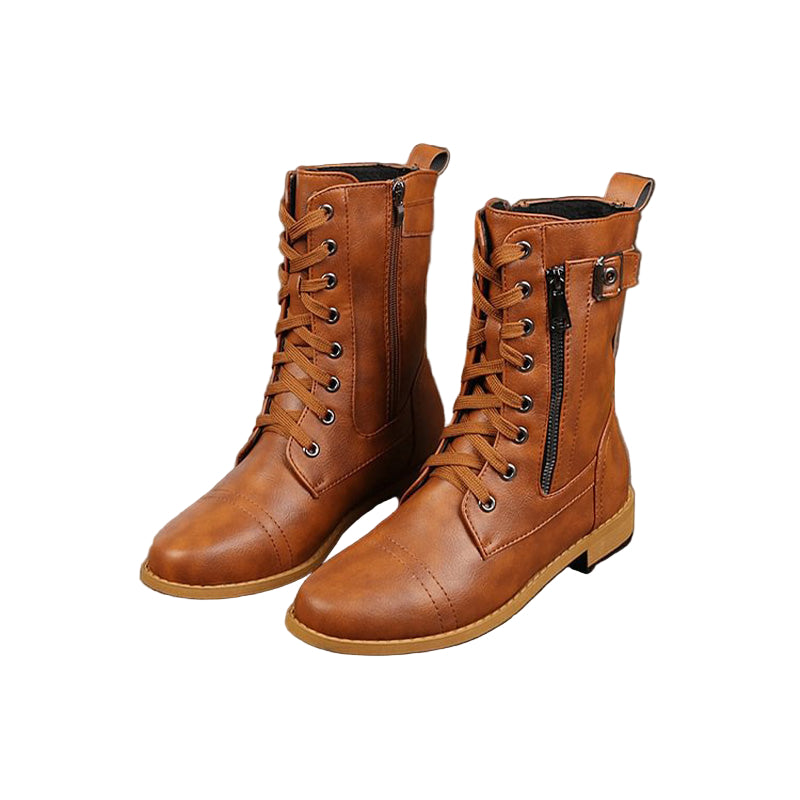 Vrouwen Laarzen Mid-Calf met Vetersluiting en Zijrits voor Casual Stijl 8