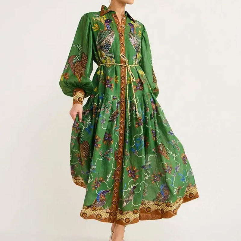 Vrouwen Maxi Jurk Lange Mouwen V-Hals 8