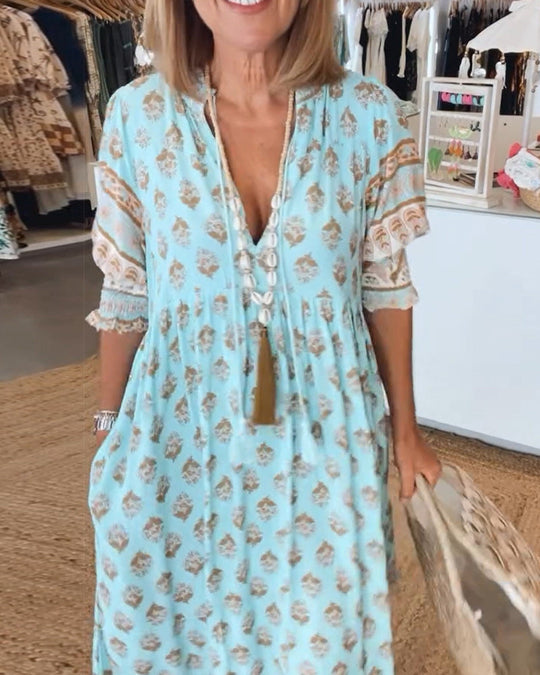 Vrouwen Maxi Jurk met V-hals voor de Lente 0