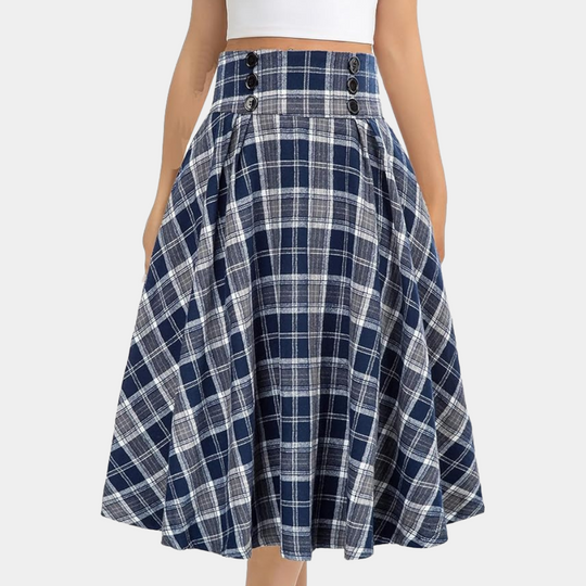 Vrouwen Midi Rok Hoog Taille Tartan 1