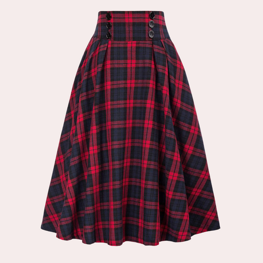 Vrouwen Midi Rok Hoog Taille Tartan 2