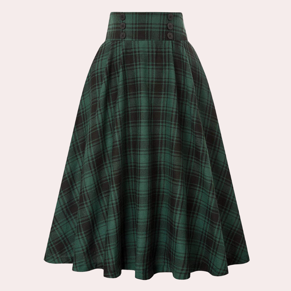 Vrouwen Midi Rok Hoog Taille Tartan 3