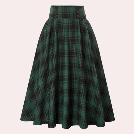 Vrouwen Midi Rok Hoog Taille Tartan 3
