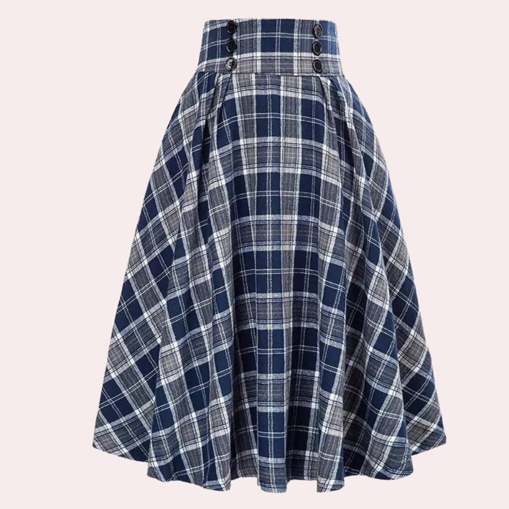 Vrouwen Midi Rok Hoog Taille Tartan 4