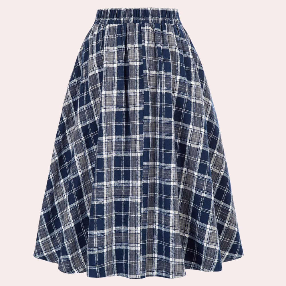 Vrouwen Midi Rok Hoog Taille Tartan 5