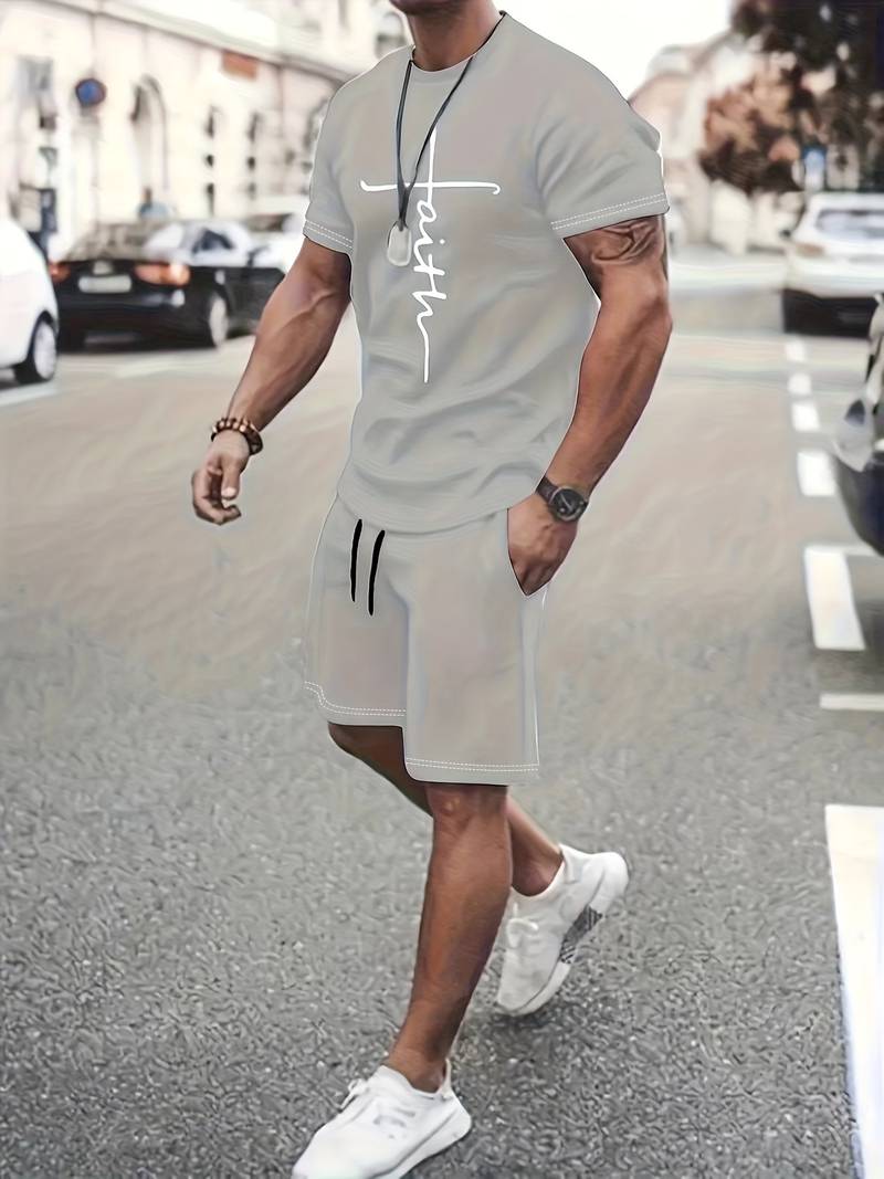 Variant image for Herre Sommer Sæt T-shirt og Shorts Åndbart Bomuld-7