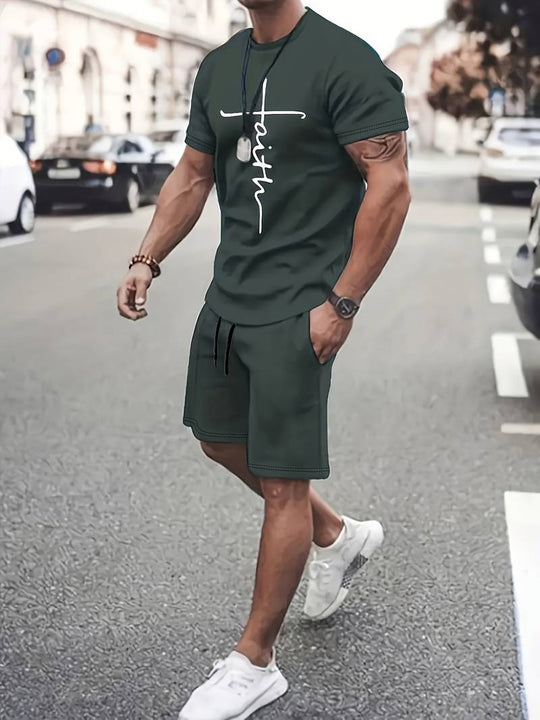 Variant image for Herre Sommer Sæt T-shirt og Shorts Åndbart Bomuld-13