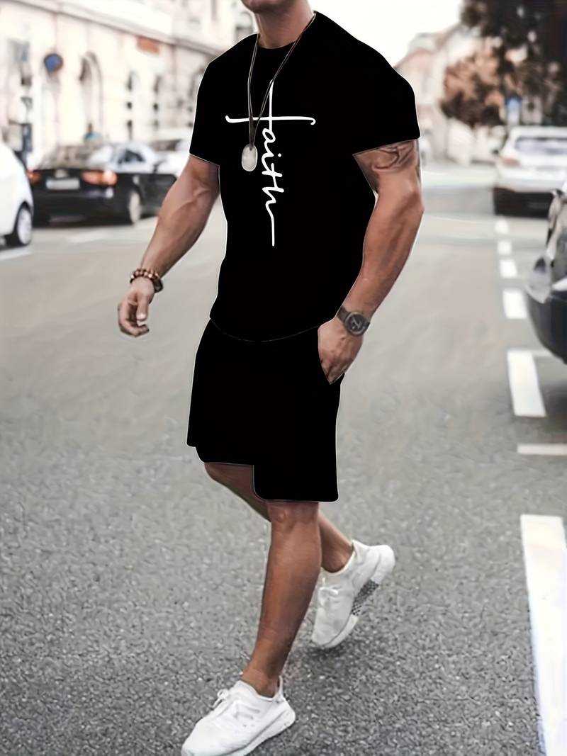 Variant image for Herre Sommer Sæt T-shirt og Shorts Åndbart Bomuld-19