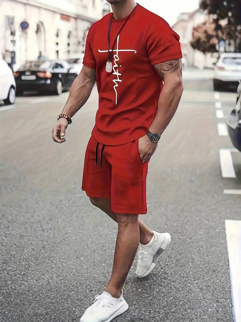 Variant image for Herre Sommer Sæt T-shirt og Shorts Åndbart Bomuld-25
