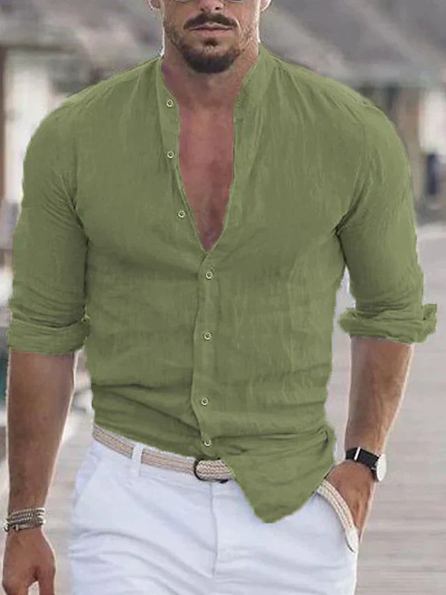 Variant image for Herre Skjorte Kortærmet 100% Linned Elegant Casual Stil-9