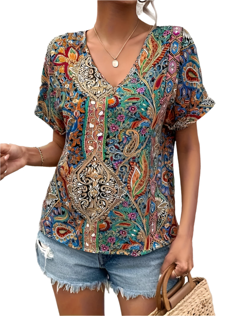 Naisten Pusero V-kaulus Paisley Print Kevyt Polyesteri-2