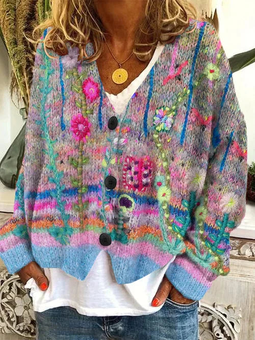Variant image for Dame Cardigan Retro Uldflannel Tidløs Stil-1