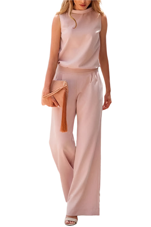 Dam Jumpsuit Tidlös Design Bredbenad Smidigt Tyg-1