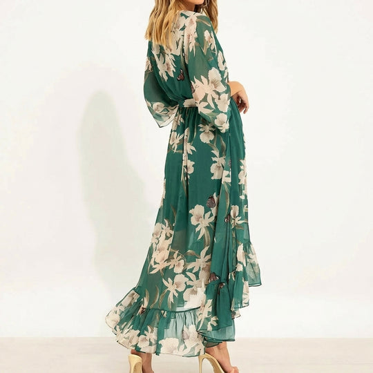 Femei Maxi rochie V-Neck 3/4 mâneci Elegant