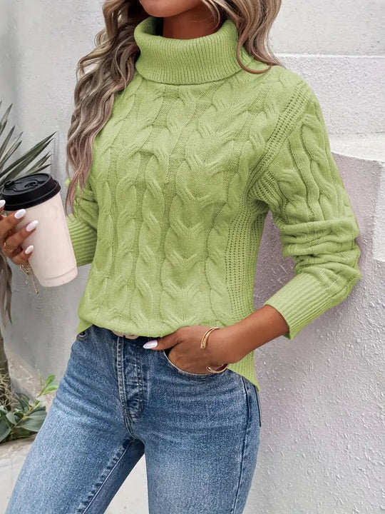 Variant image for Dame Striktrøje Turtleneck Kabelmønster 100% Akryl-57