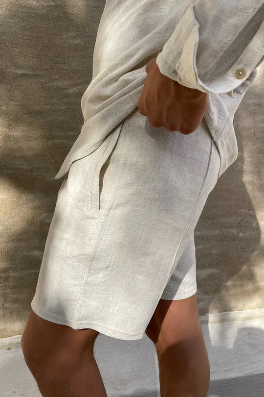 Herre Shorts Casual Linnen 100% Åndbar Komfort-3