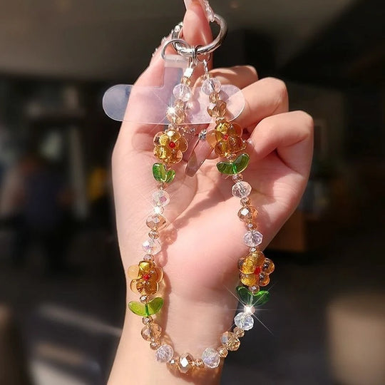 Șnur Telefon Floral cu Mărgele Colorate pentru Femei 0