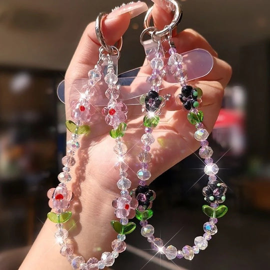 Șnur Telefon Floral cu Mărgele Colorate pentru Femei 2