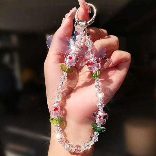 Șnur Telefon Floral cu Mărgele Colorate pentru Femei 5