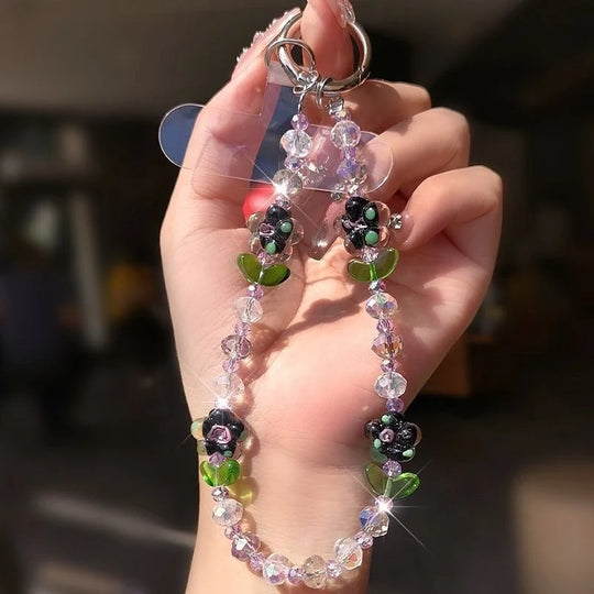 Șnur Telefon Floral cu Mărgele Colorate pentru Femei 8