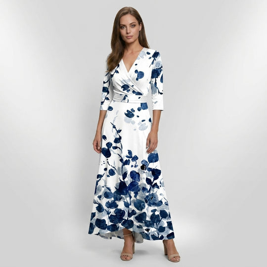 Rochie Elegantă De Damă Cu Motive Florale