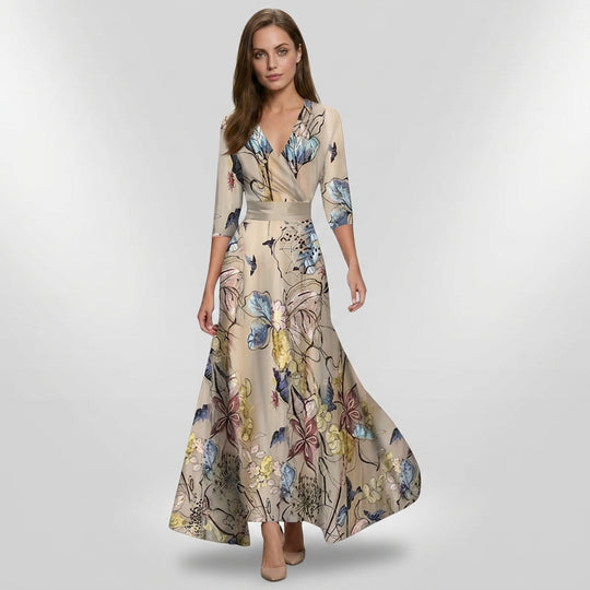 Rochie Elegantă De Damă Cu Motive Florale