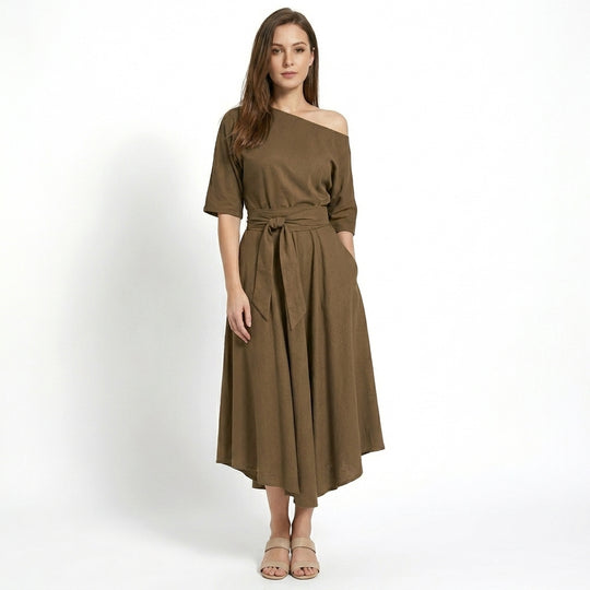Rochie Maxi Femei cu Talie Legată Stil pentru Primăvară și Vară
