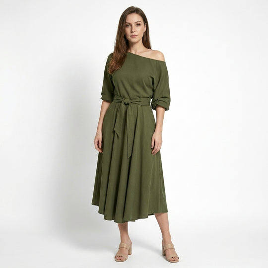 Rochie Maxi Femei cu Talie Legată Stil pentru Primăvară și Vară