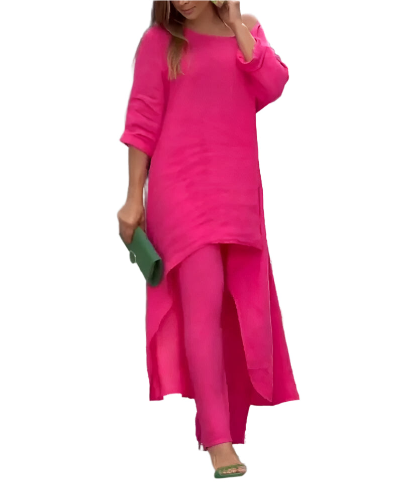Dames Vrijetijd Set Luchtige Top en Hoge Taille Broek 1
