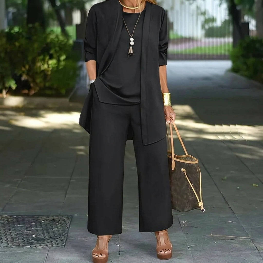 Set Femei Trei Piese Cu Pantaloni Și Sacou Casual Confortabil