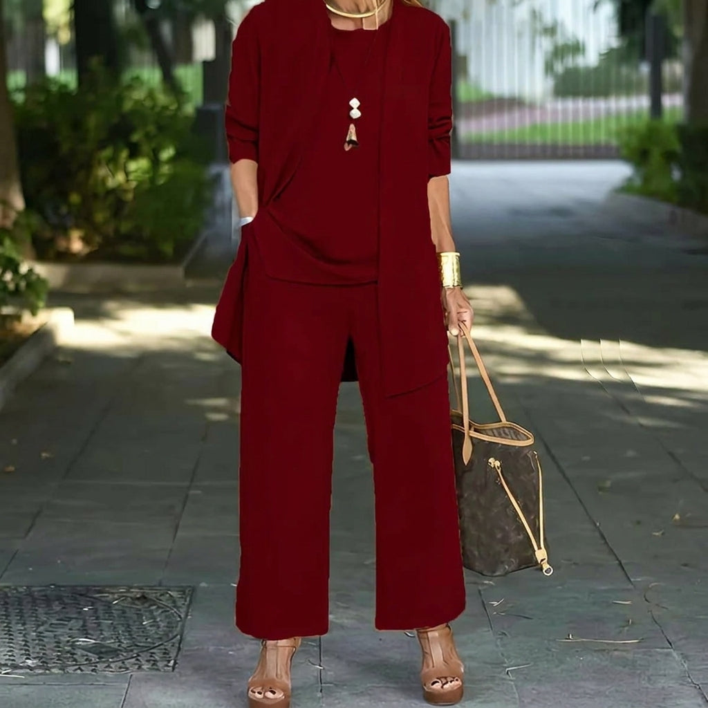 Set Femei Trei Piese Cu Pantaloni Și Sacou Casual Confortabil