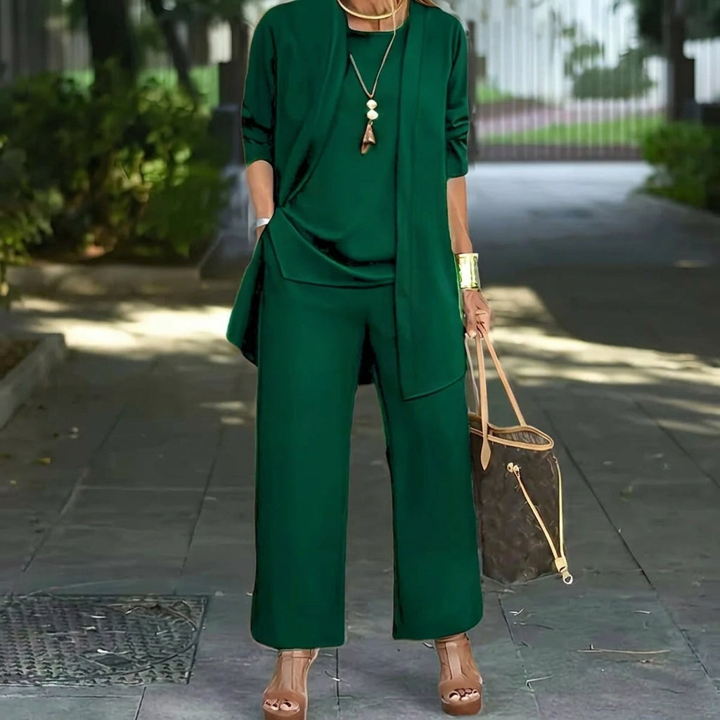 Set Femei Trei Piese Cu Pantaloni Și Sacou Casual Confortabil