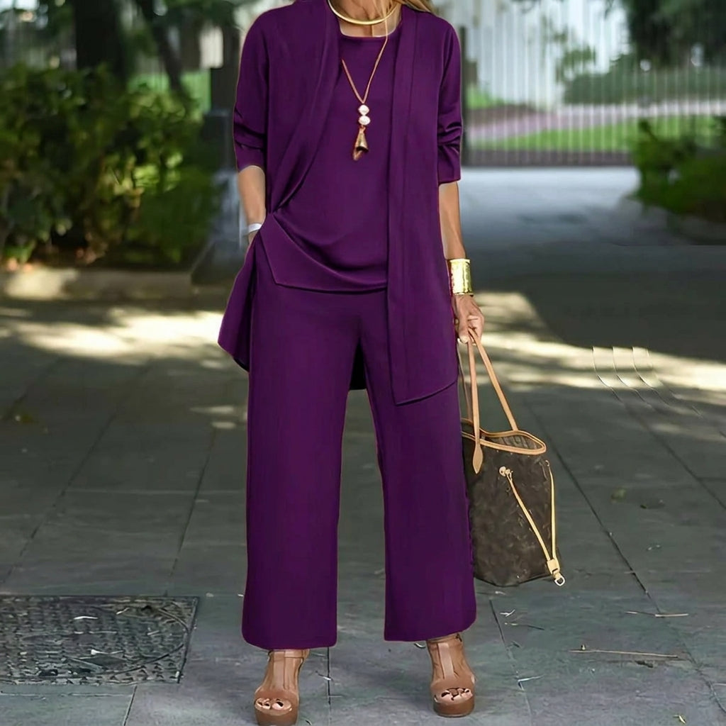 Set Femei Trei Piese Cu Pantaloni Și Sacou Casual Confortabil