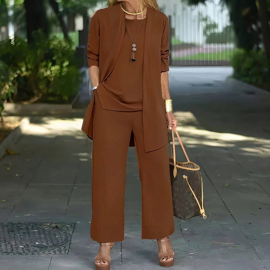 Set Femei Trei Piese Cu Pantaloni Și Sacou Casual Confortabil