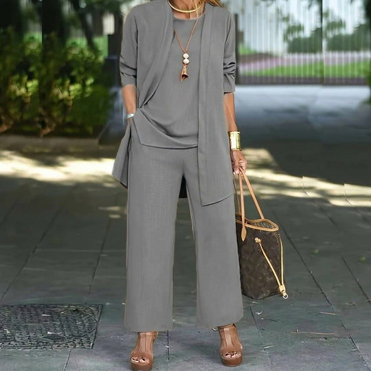 Set Femei Trei Piese Cu Pantaloni Și Sacou Casual Confortabil