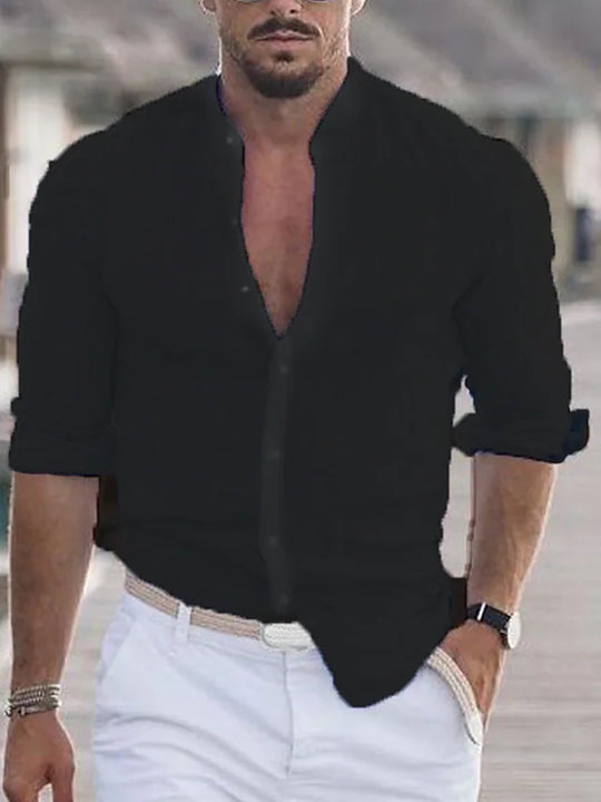 Variant image for Herre Skjorte Kortærmet 100% Linned Elegant Casual Stil-46